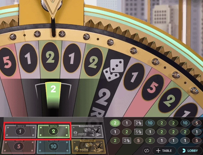Stratégie du 1 et du 2 au Monopoly Live
