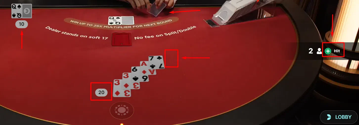 Hit 20 points blackjack