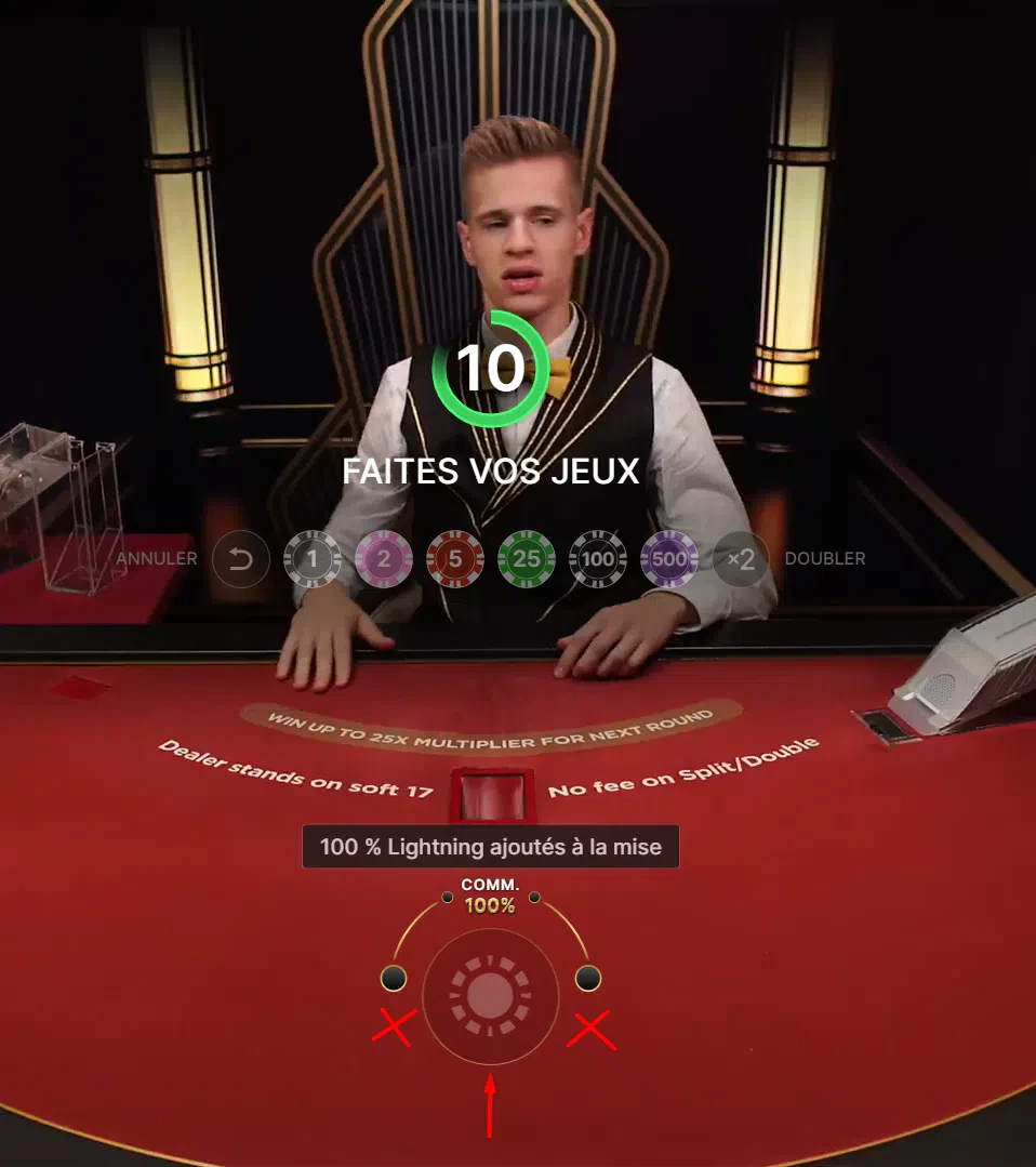 Lightning Blackjack mise