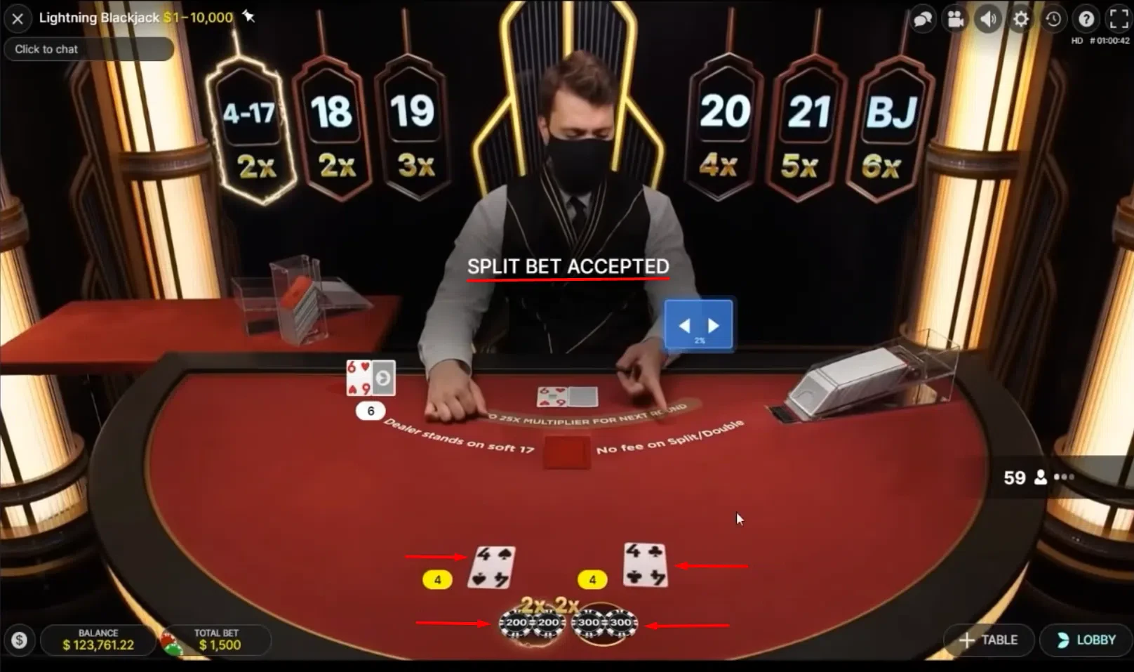 Split Lightning Blackjack