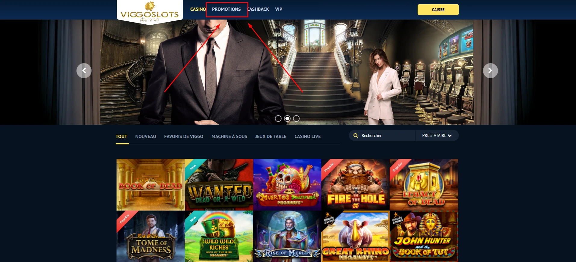 Une page spéciale vous permettra d'accéder à toutes les promotions sur Viggoslots
