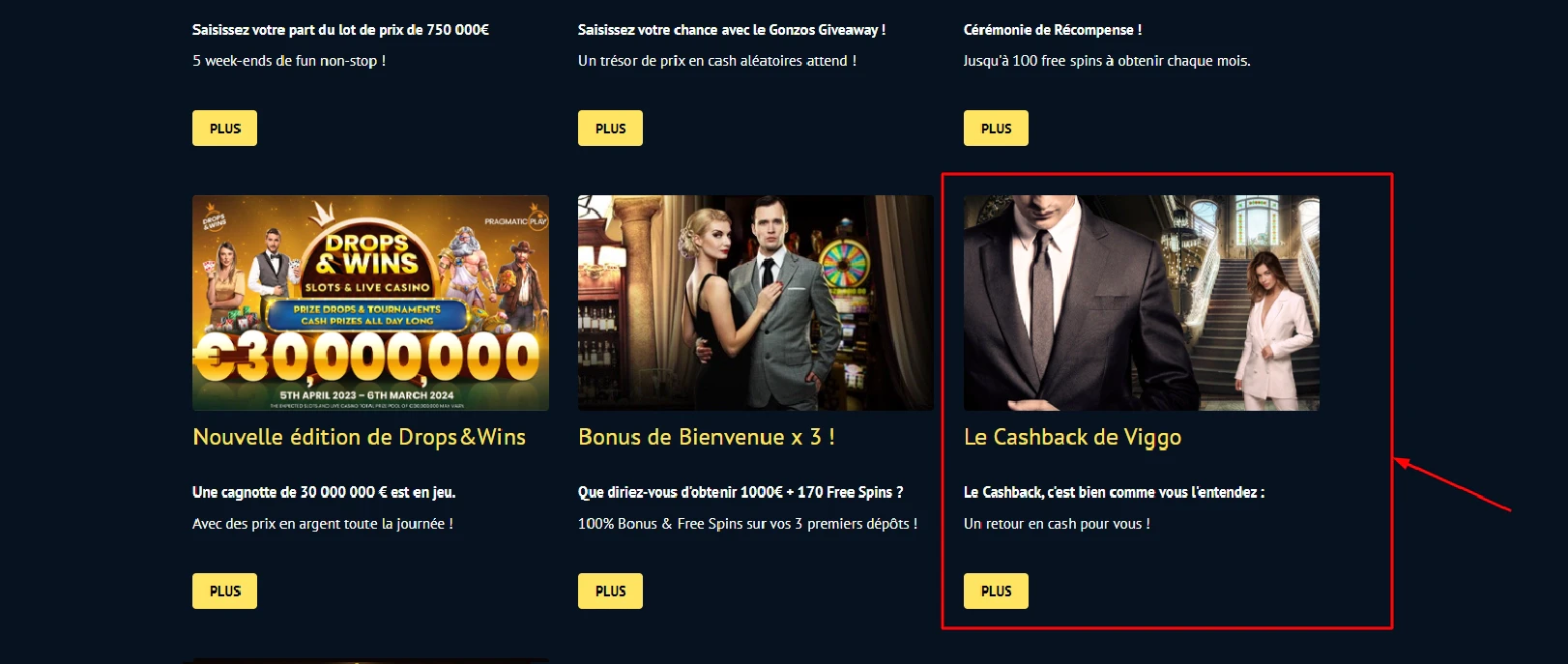 Le cashback sur Viggoslots vous permettra de recevoir de l'argent sur une partie de vos pertes