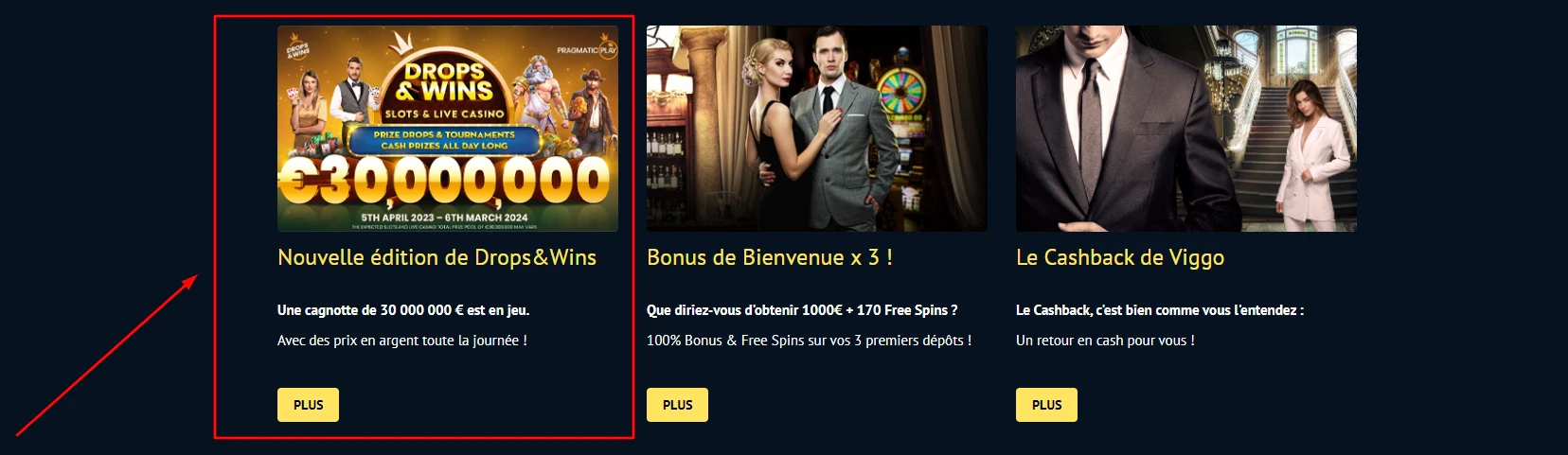 La promotion des Drops & Wins est également présente sur Viggoslots