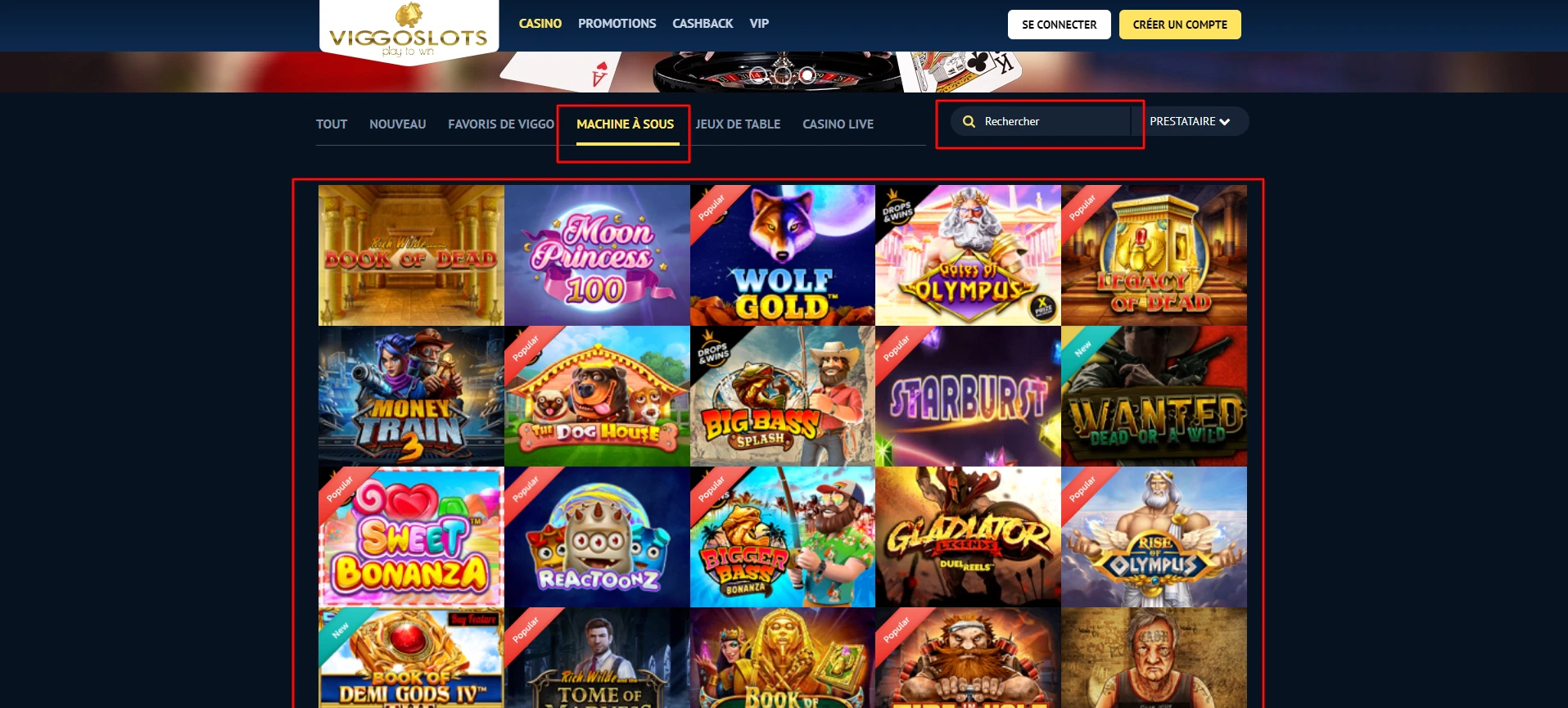 Des milliers de machines à sous sont disponibles sur Viggoslots