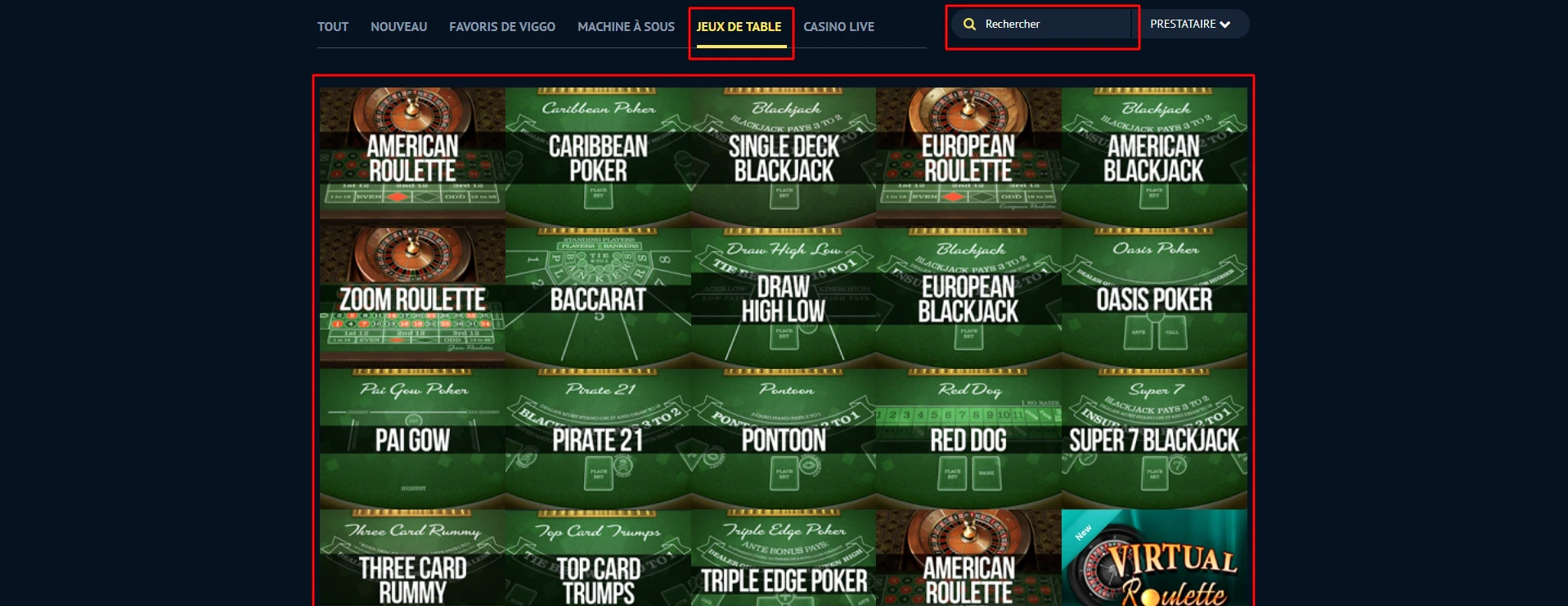 Il existe des milliers de jeux de table sur Viggoslots