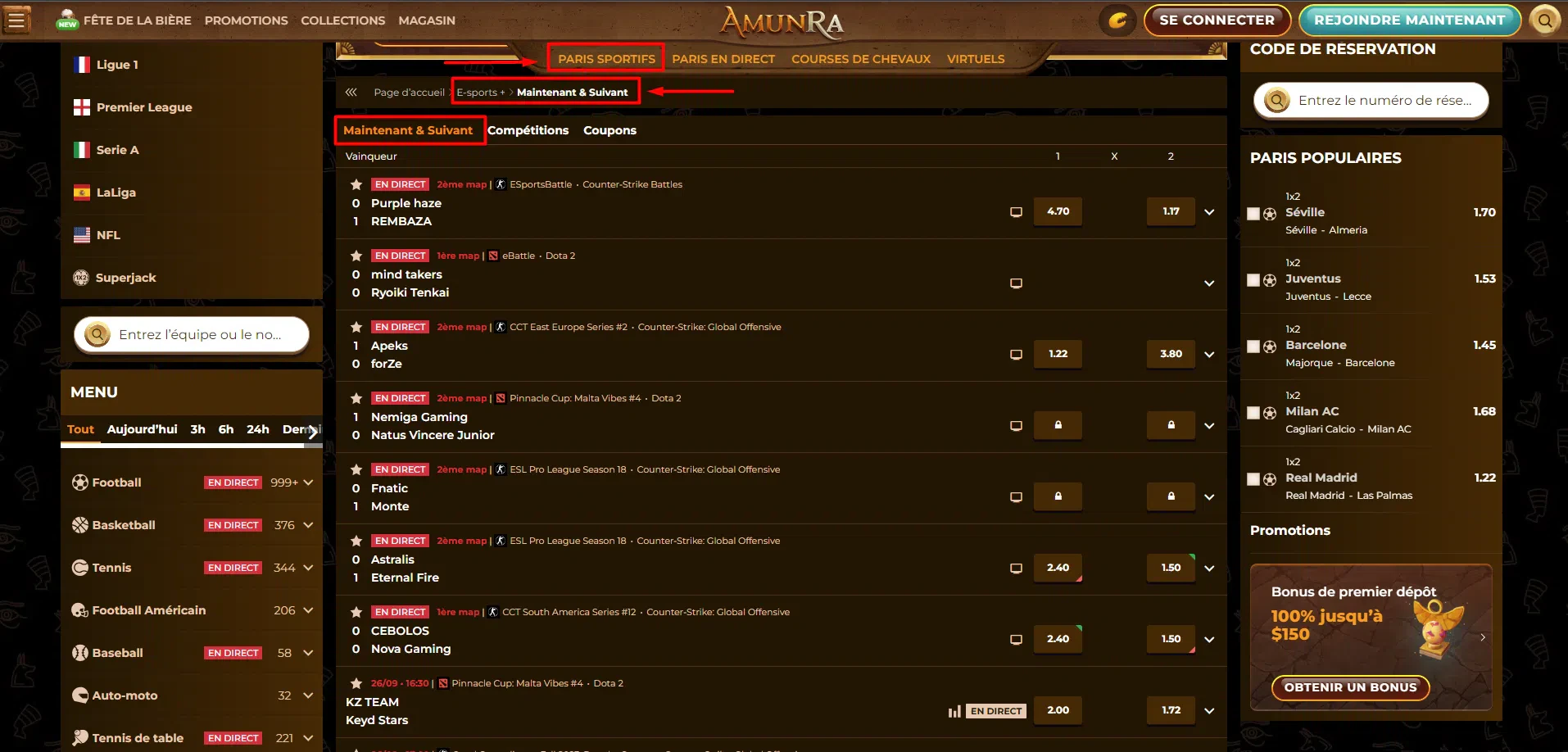 AmunRa parier esport