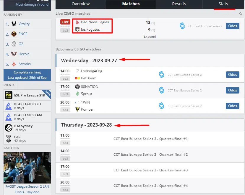 Calendrier CS:GO