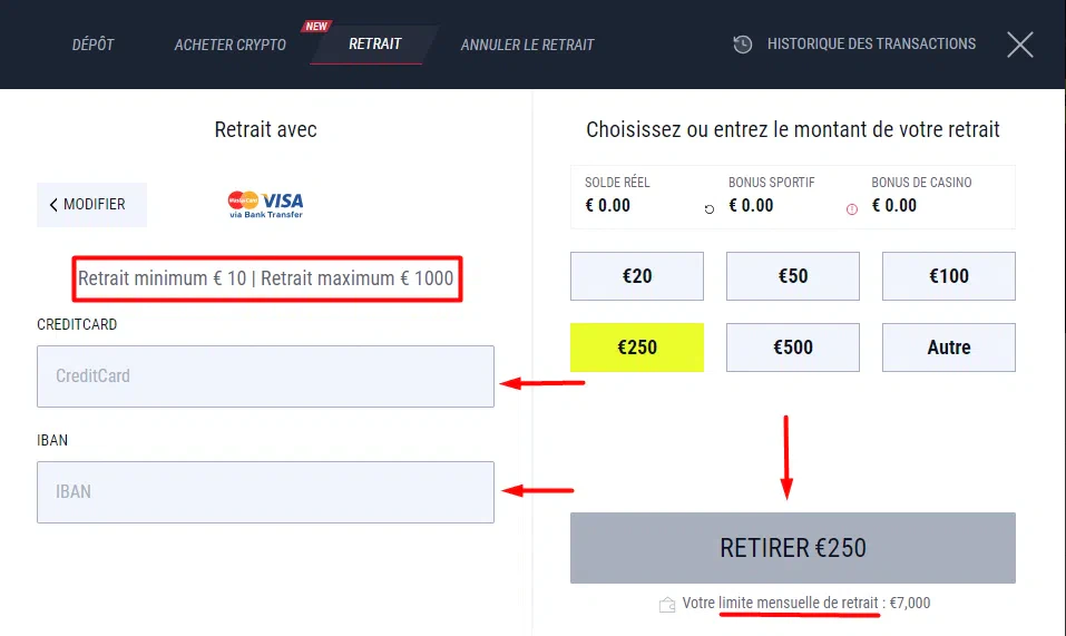 Retirer Bank Transfer