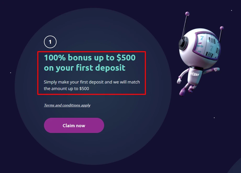 SpinAway 1st Deposit Bonus