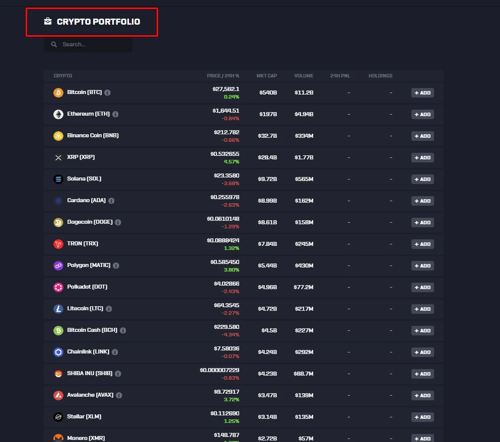 Rollbit Crypto Portfolio