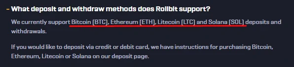 Rollbit Banking Methods