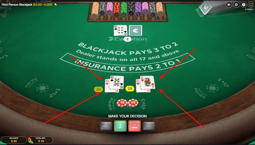 Séparer (split) blackjack