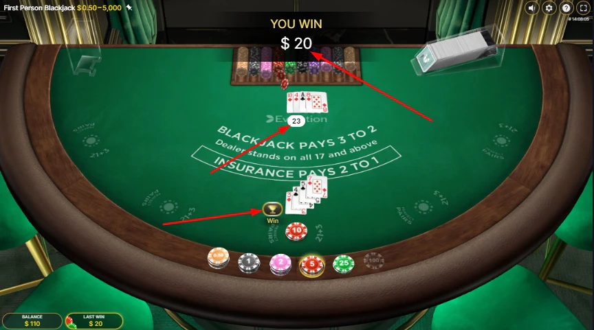 Le fait de bust au blackjack vous fera perdre votre partie
