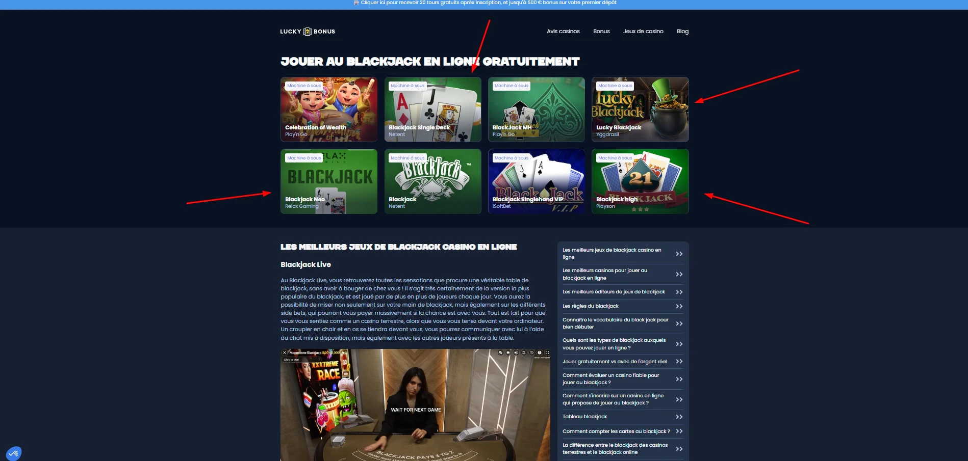 Blackjack gratuit