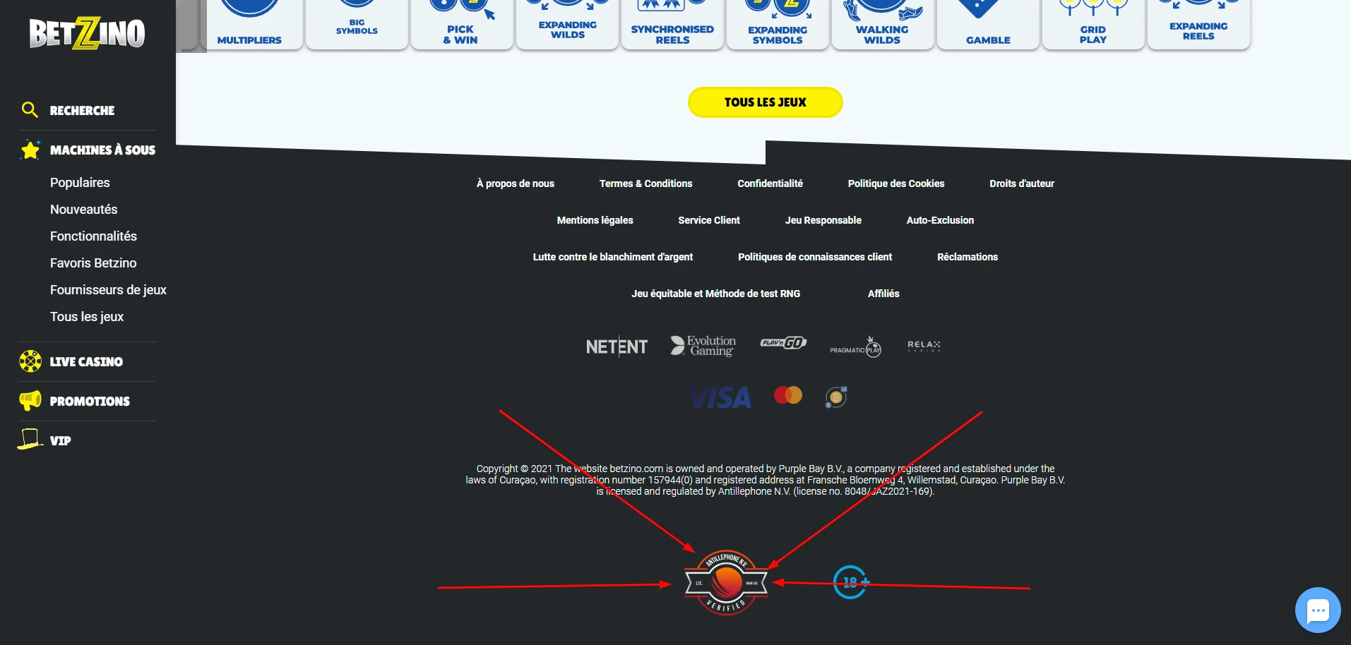 Licence de jeu disponible sur Betzino