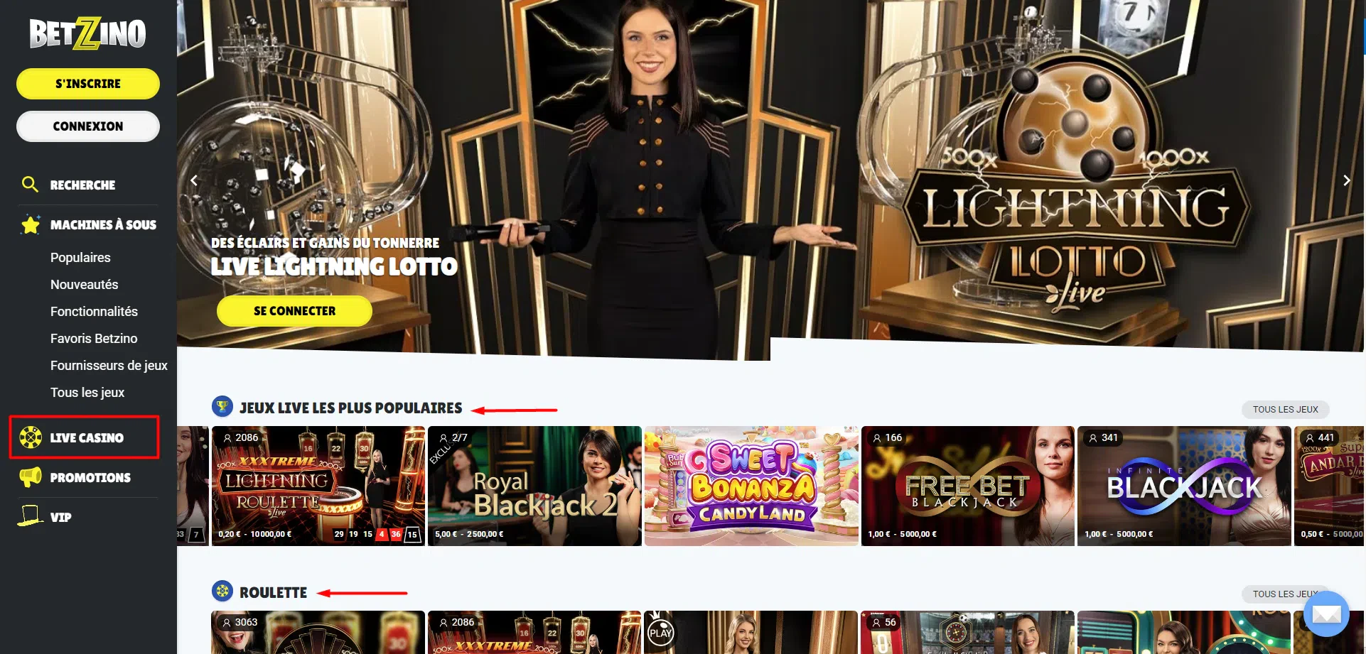 Betzino casino live