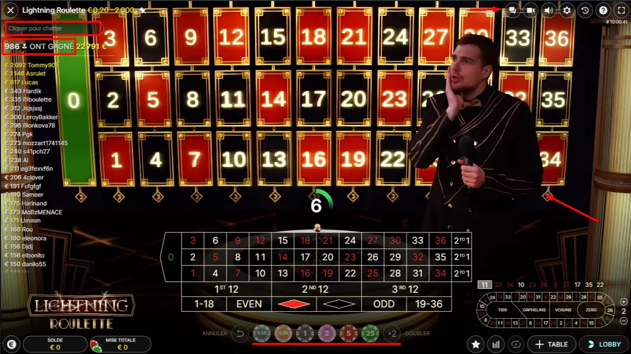 Avantages live casino