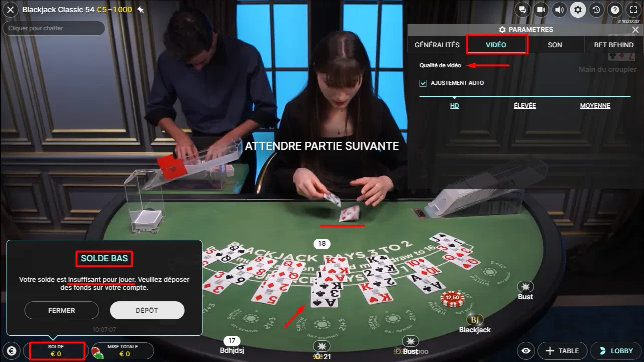 Inconvénients casino en direct