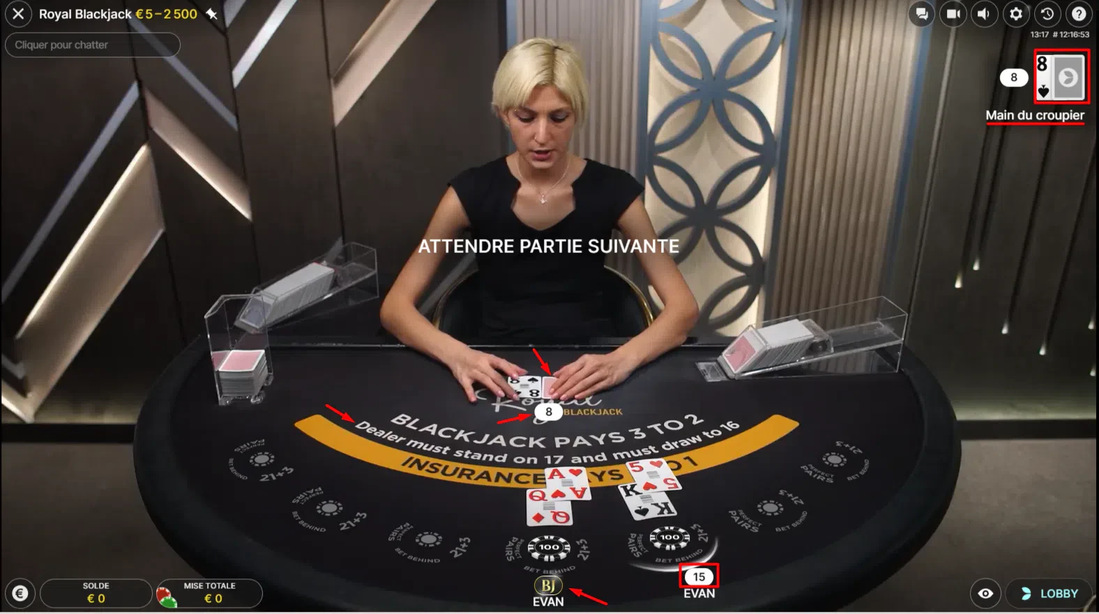 Blackjack en direct