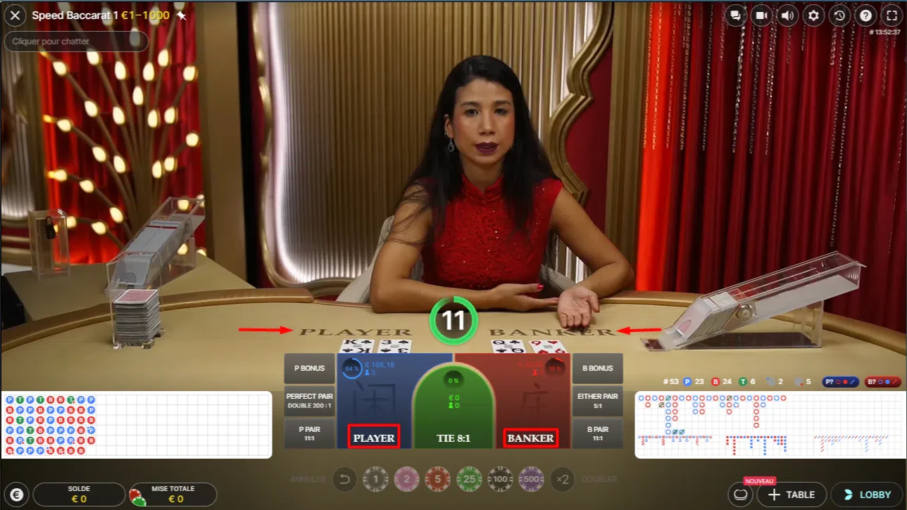 Baccarat casino en direct