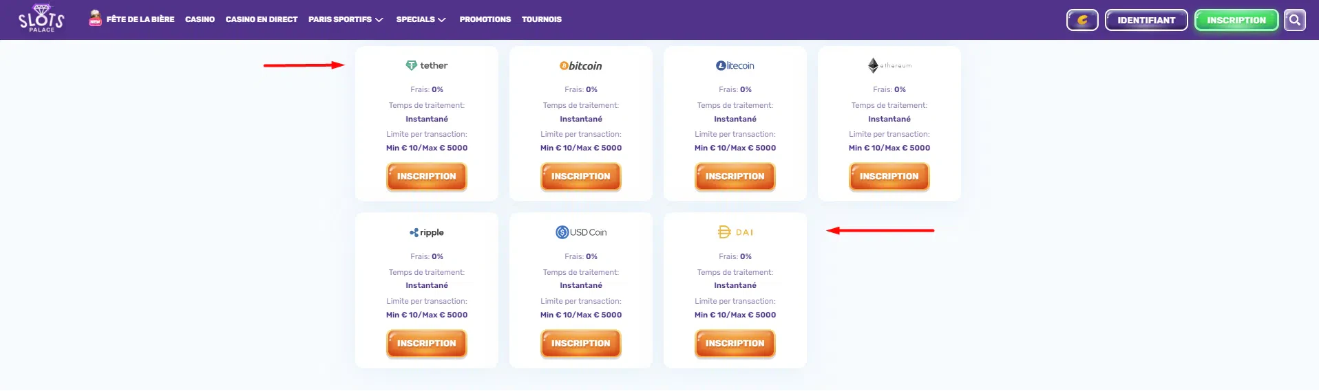 Dépôt et retrait cryptomonnaie