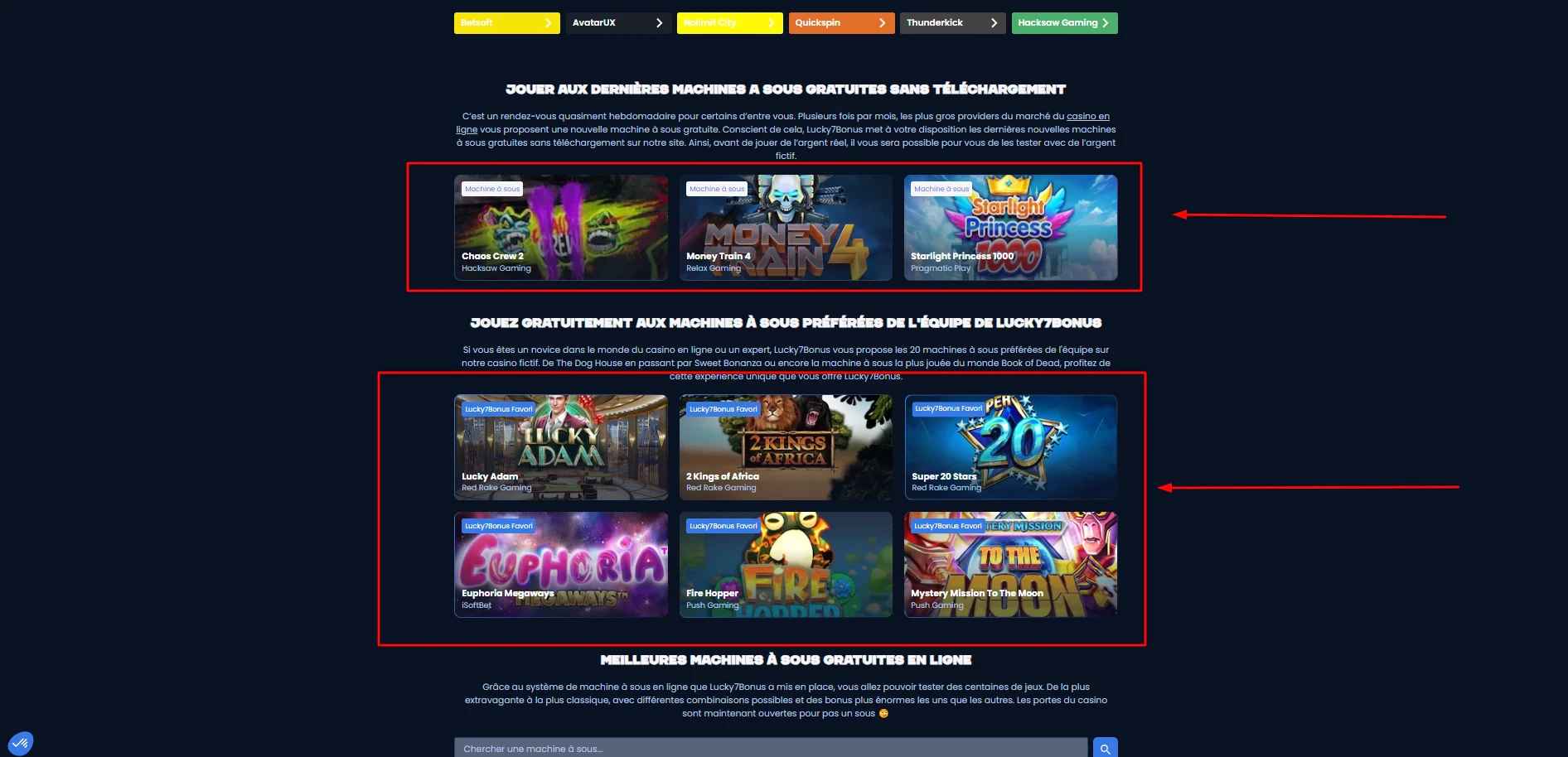 Il vous sera possible de jouer gratuitement aux machines à sous sur Lucky7Bonus