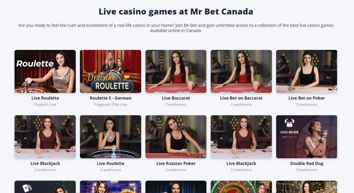 MrBet live casino games