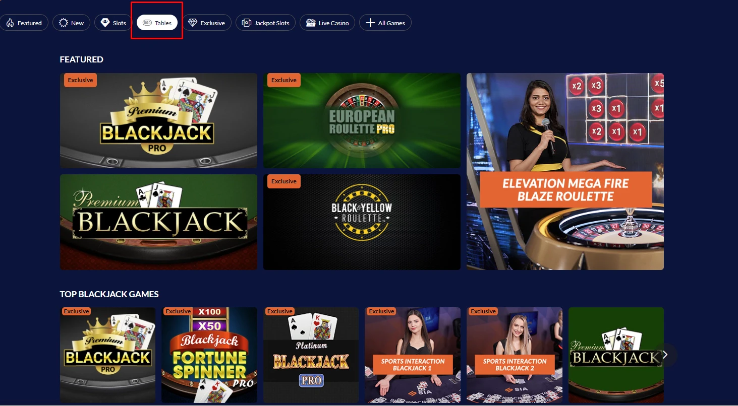 SIA Casino table games