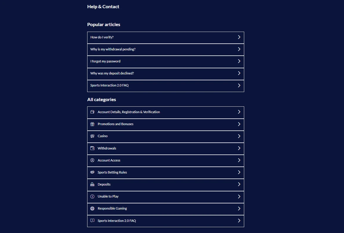 SIA Casino help centre