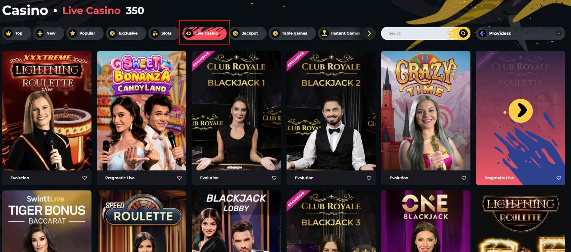 Boomerang Casino Live Casino Games