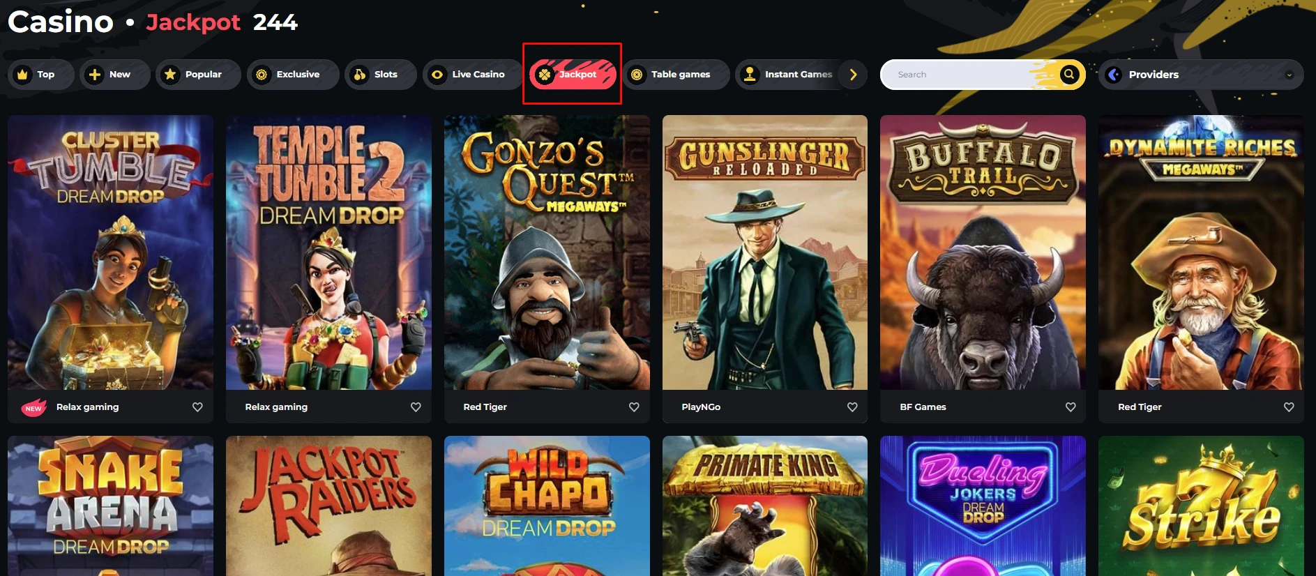Boomerang Casino Jackpot Games