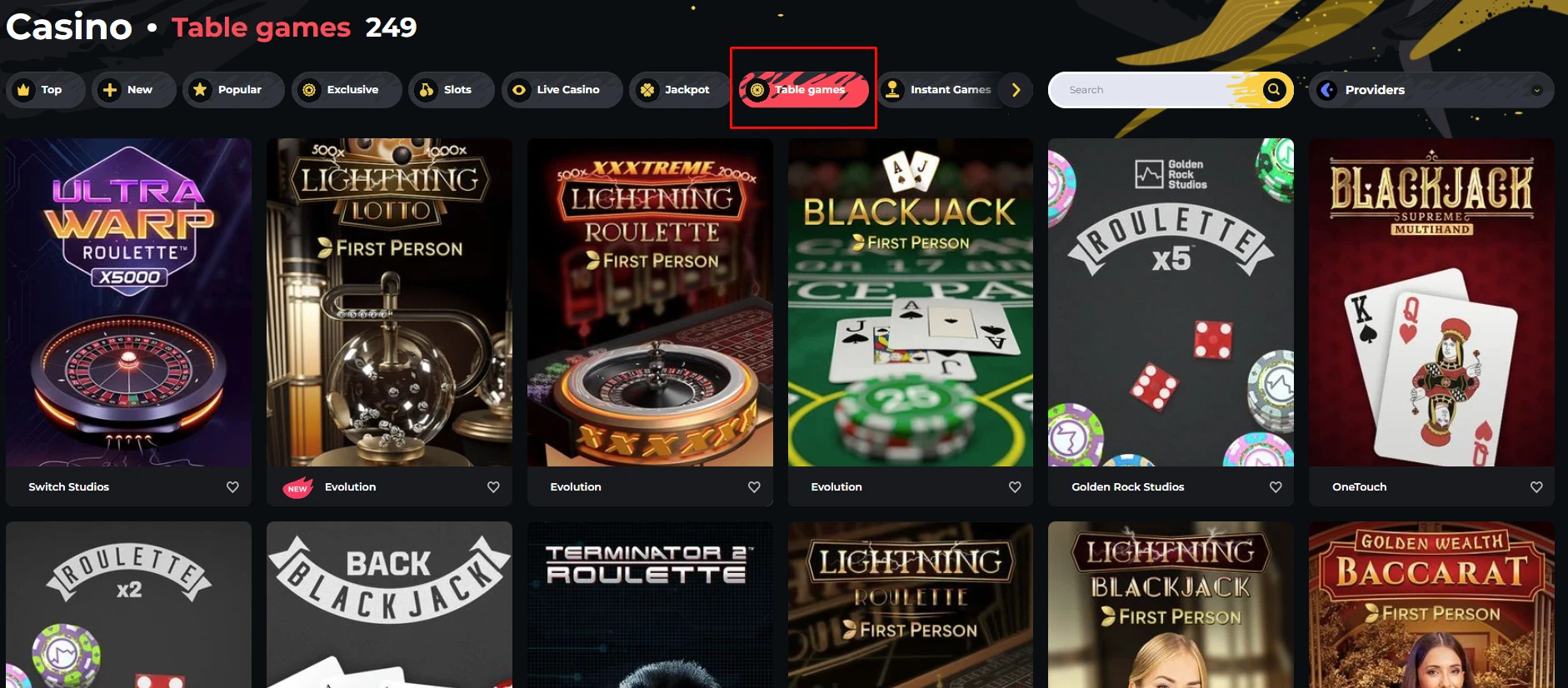 Boomerang Casino Table Games