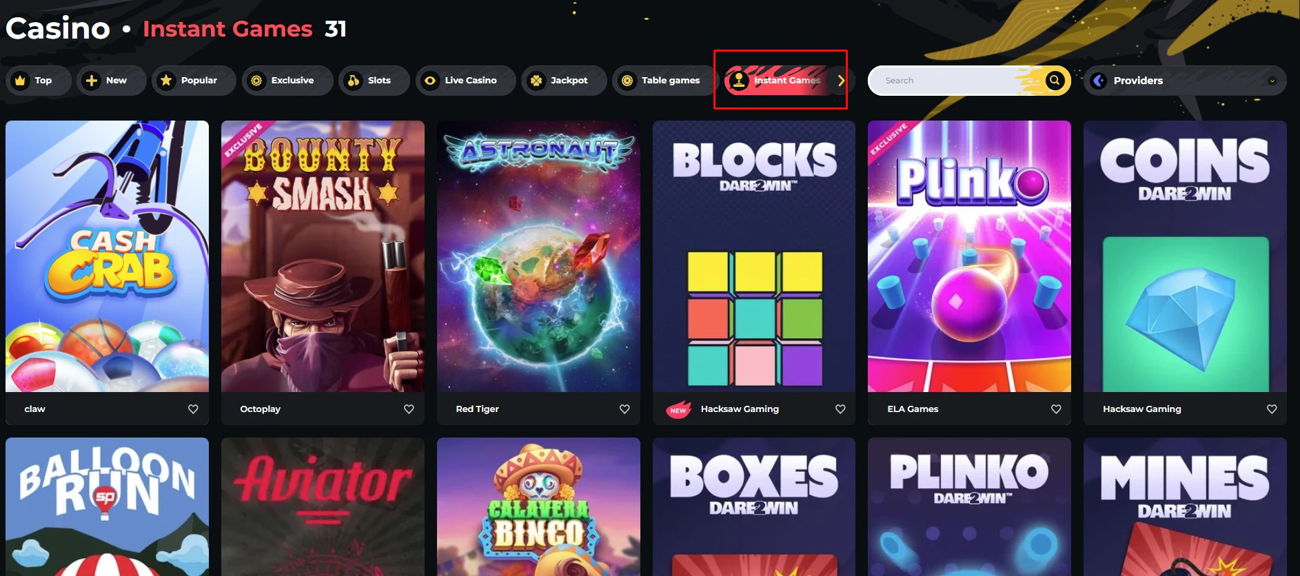 Boomerang Casino Instant Games