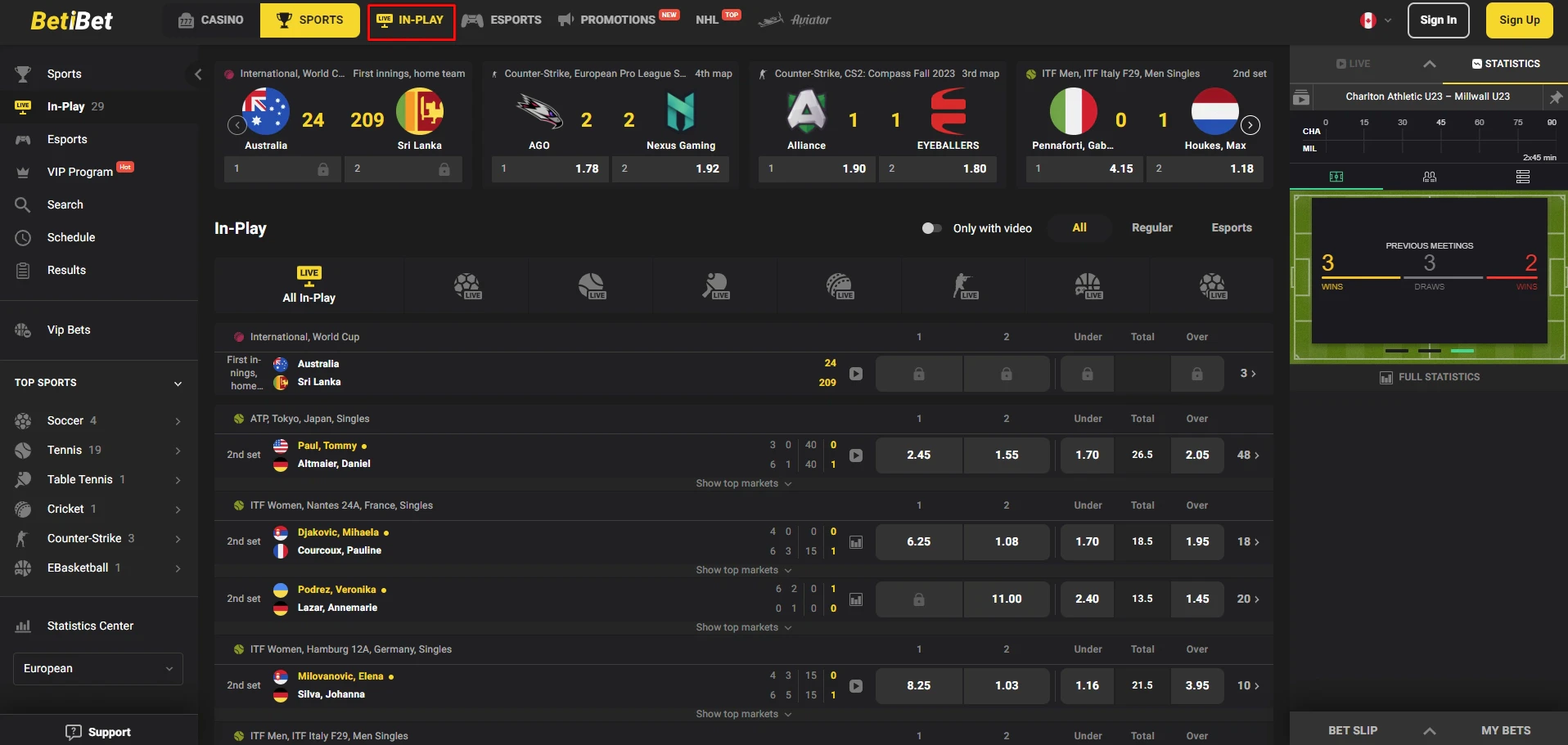 BetiBet in-play