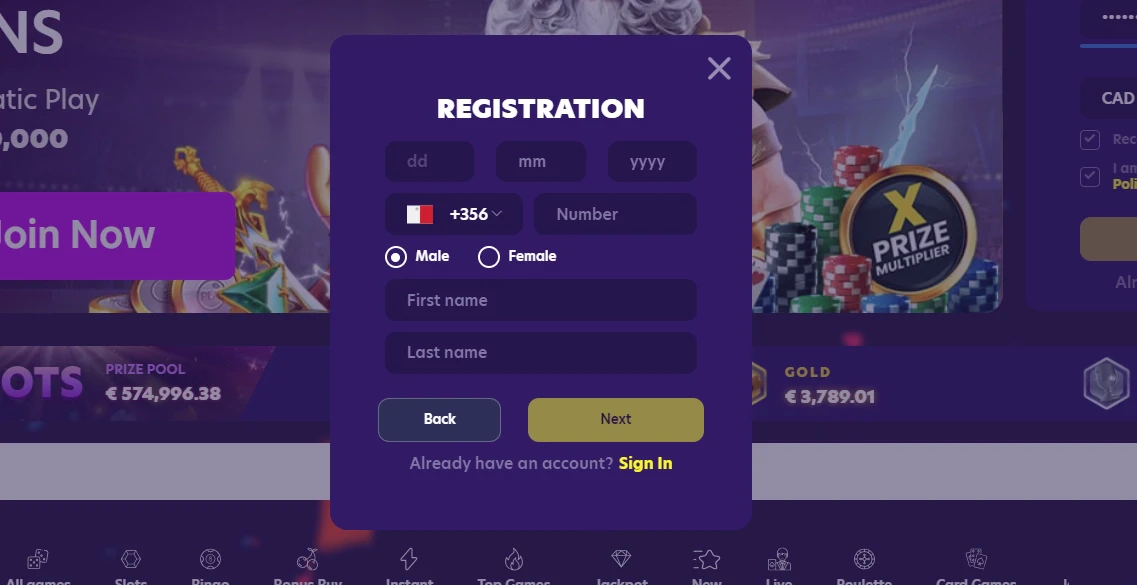 BingoBonga Create Account 2