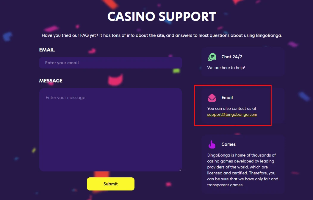 BingoBonga Email