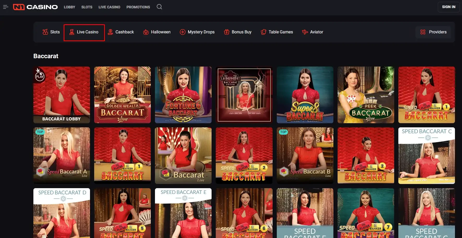 N1 Casino Live Baccarat