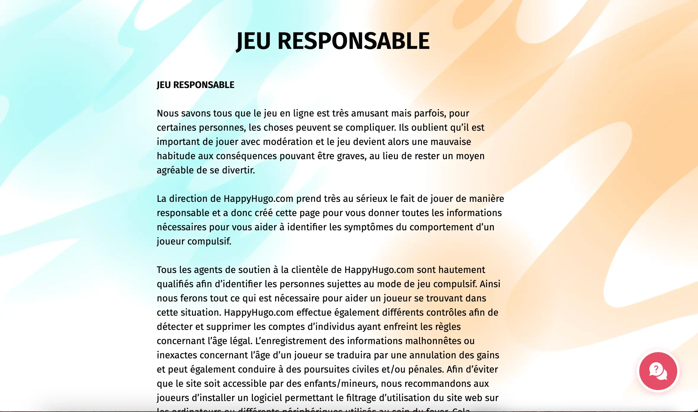 jeu responsable happy hugo