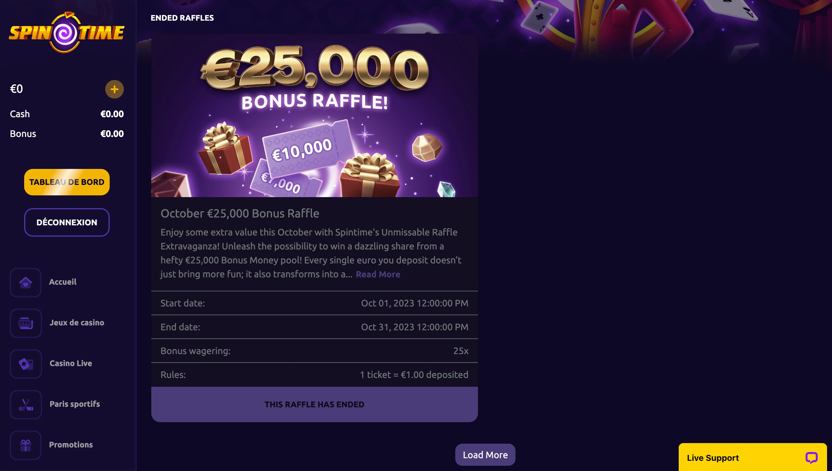 raffles spintime