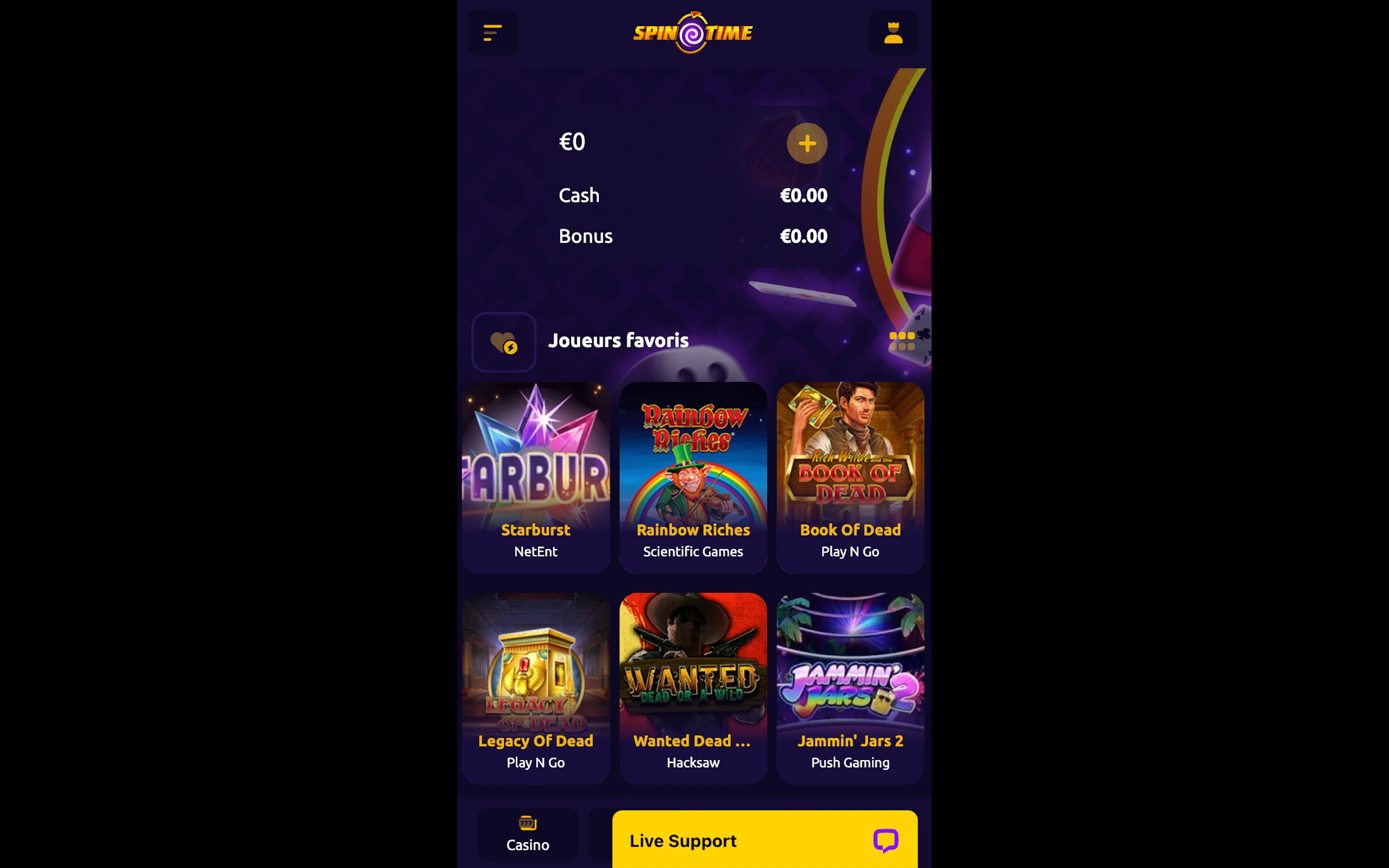 spintime sur mobile