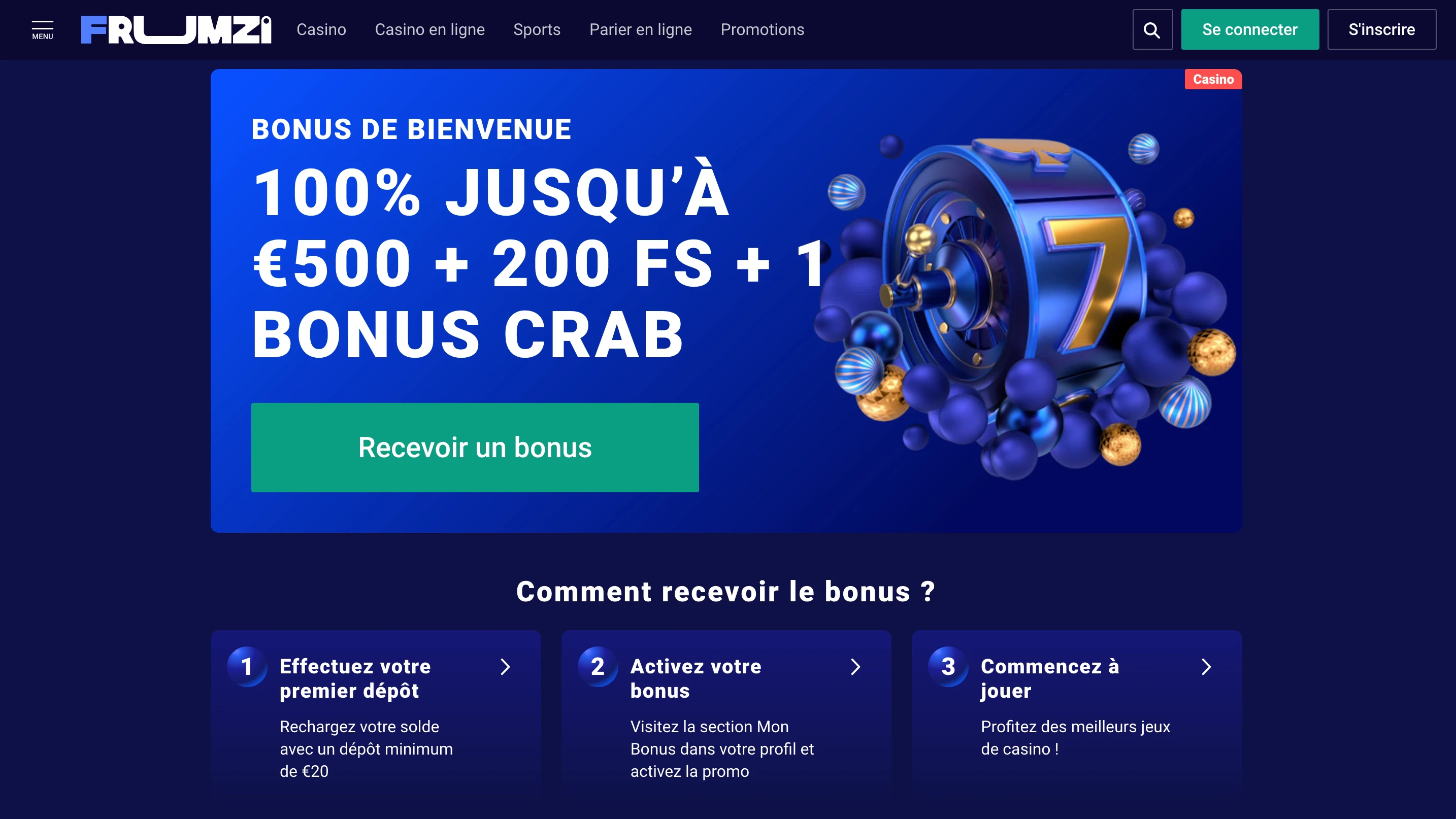 bonus de bienvenue frumzi