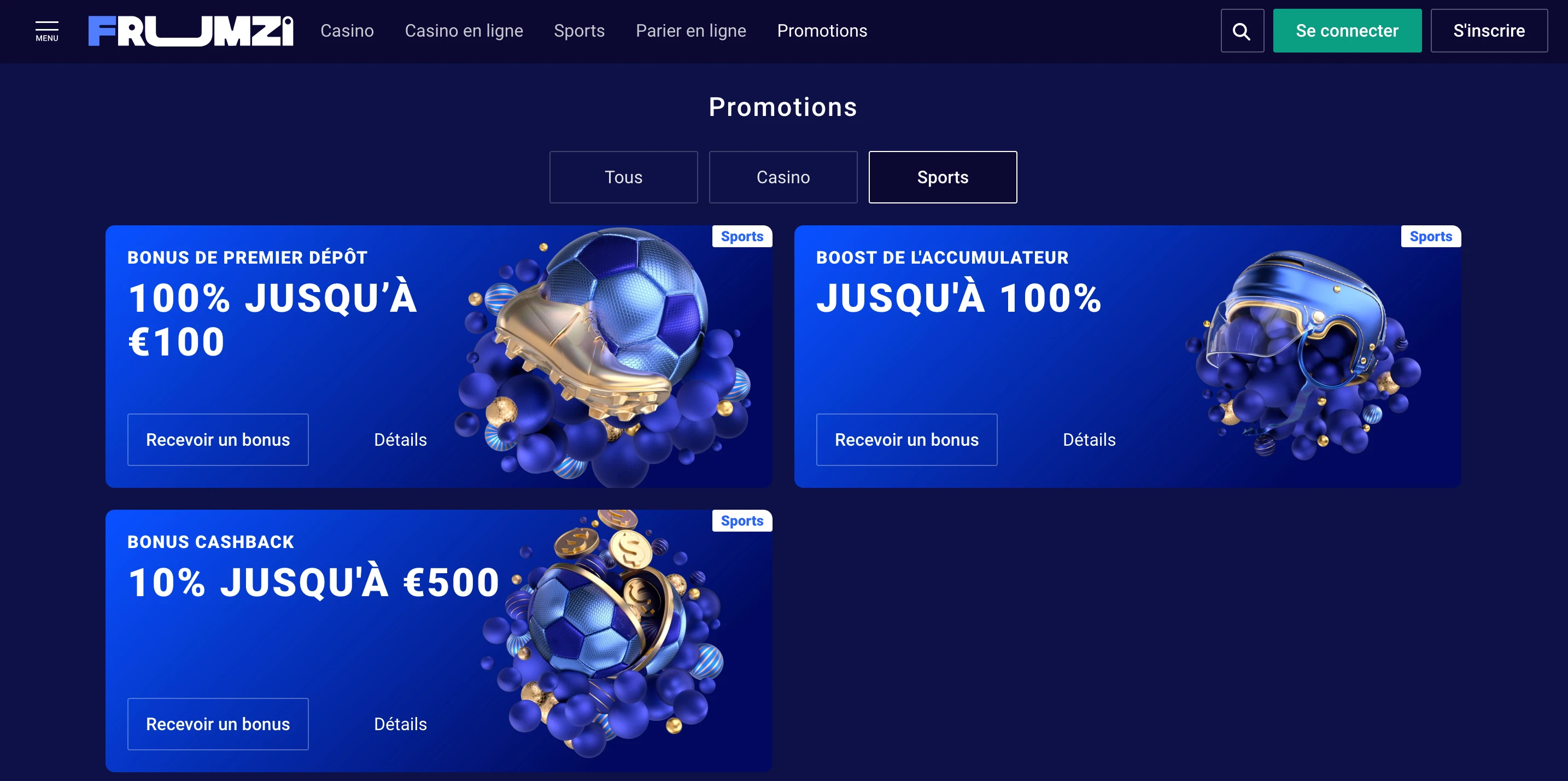 bonus paris sportifs frumzi
