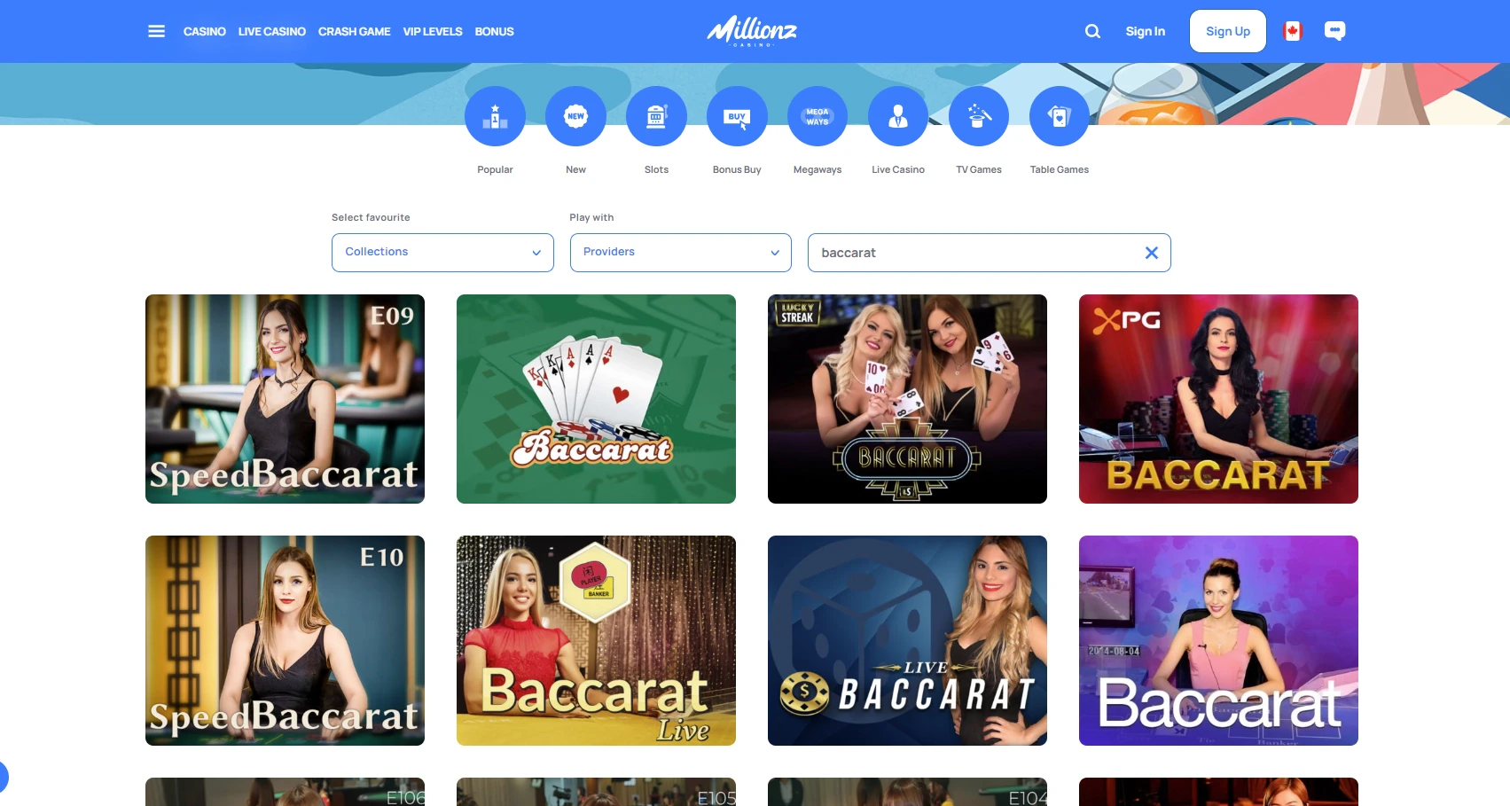 Millionz Casino Baccarat Games