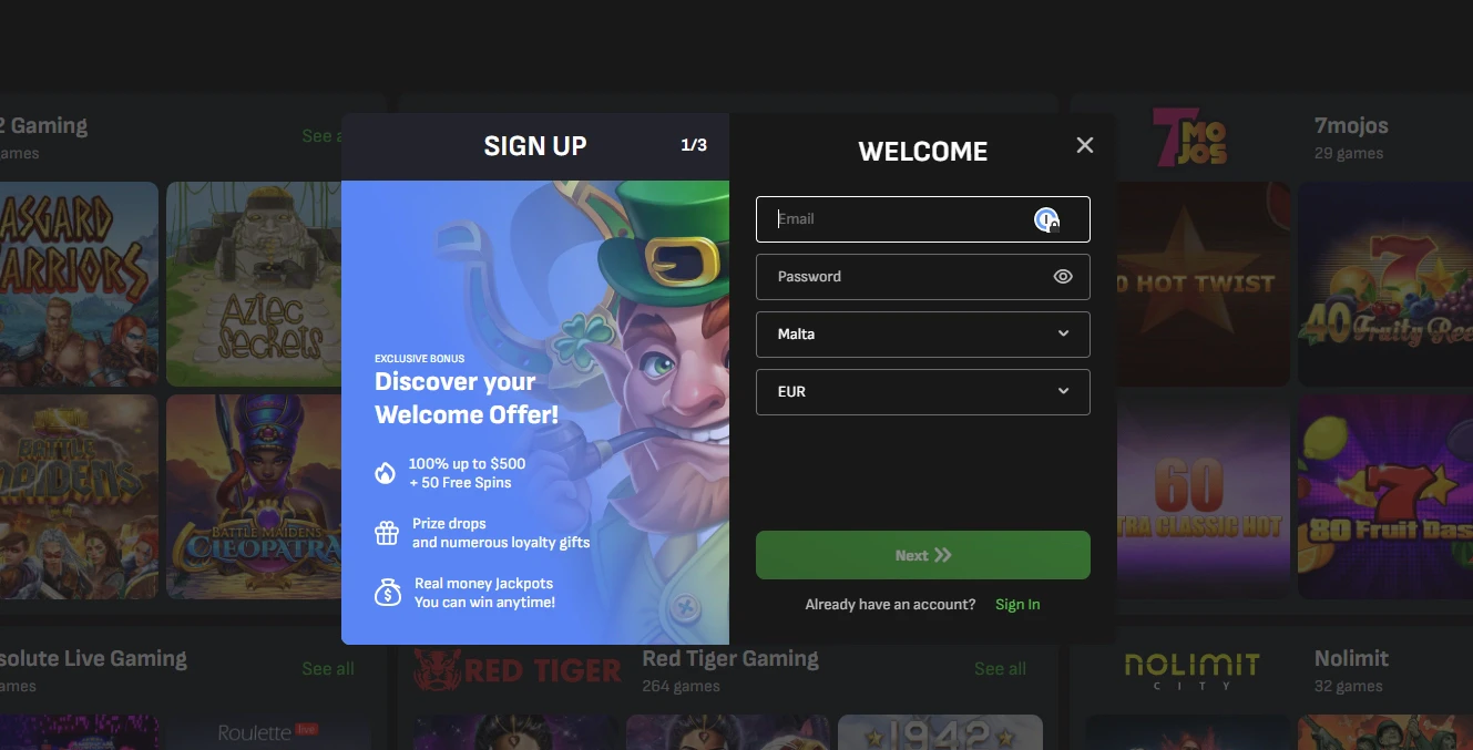 Cloverspin Create Account 1