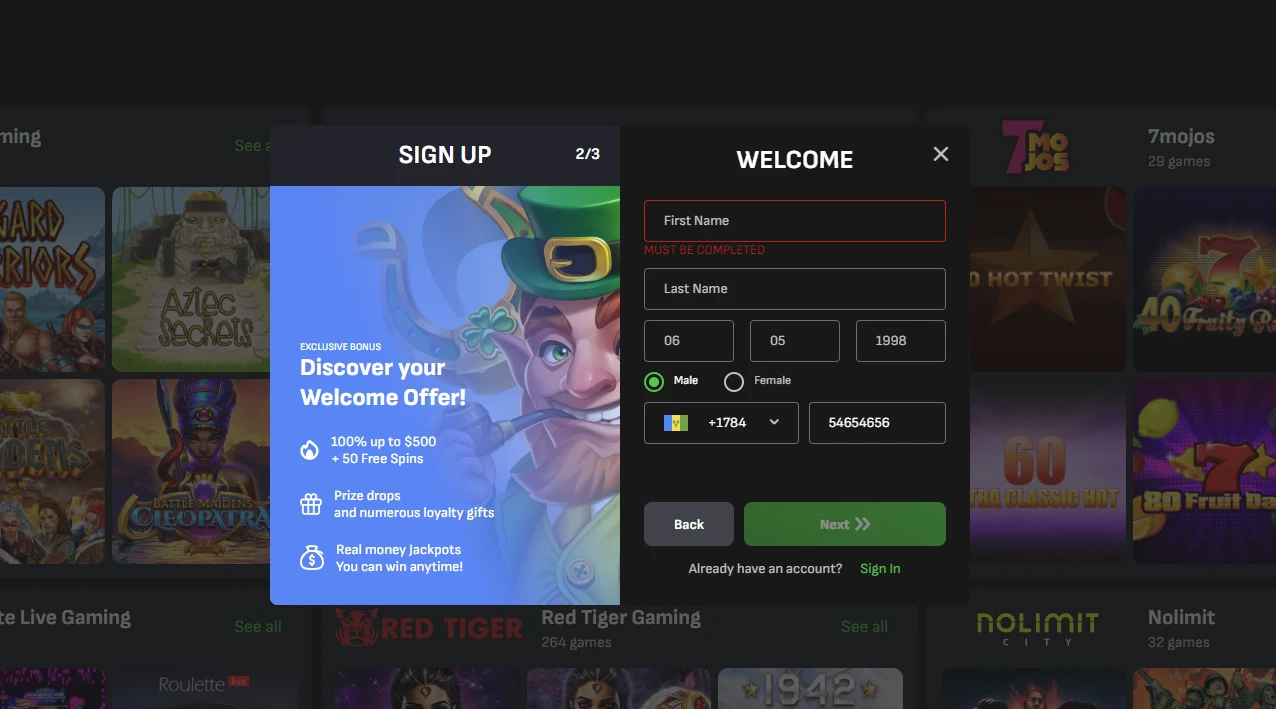 Cloverspin Create Account 2