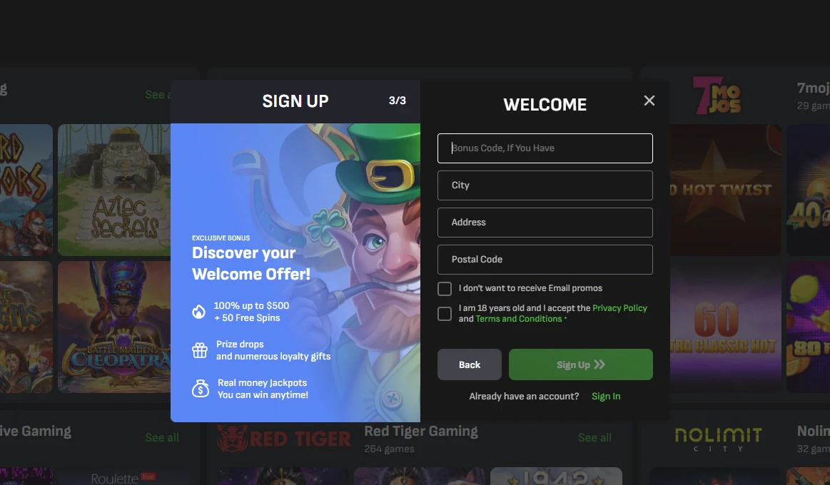 Cloverspin Create Account 3