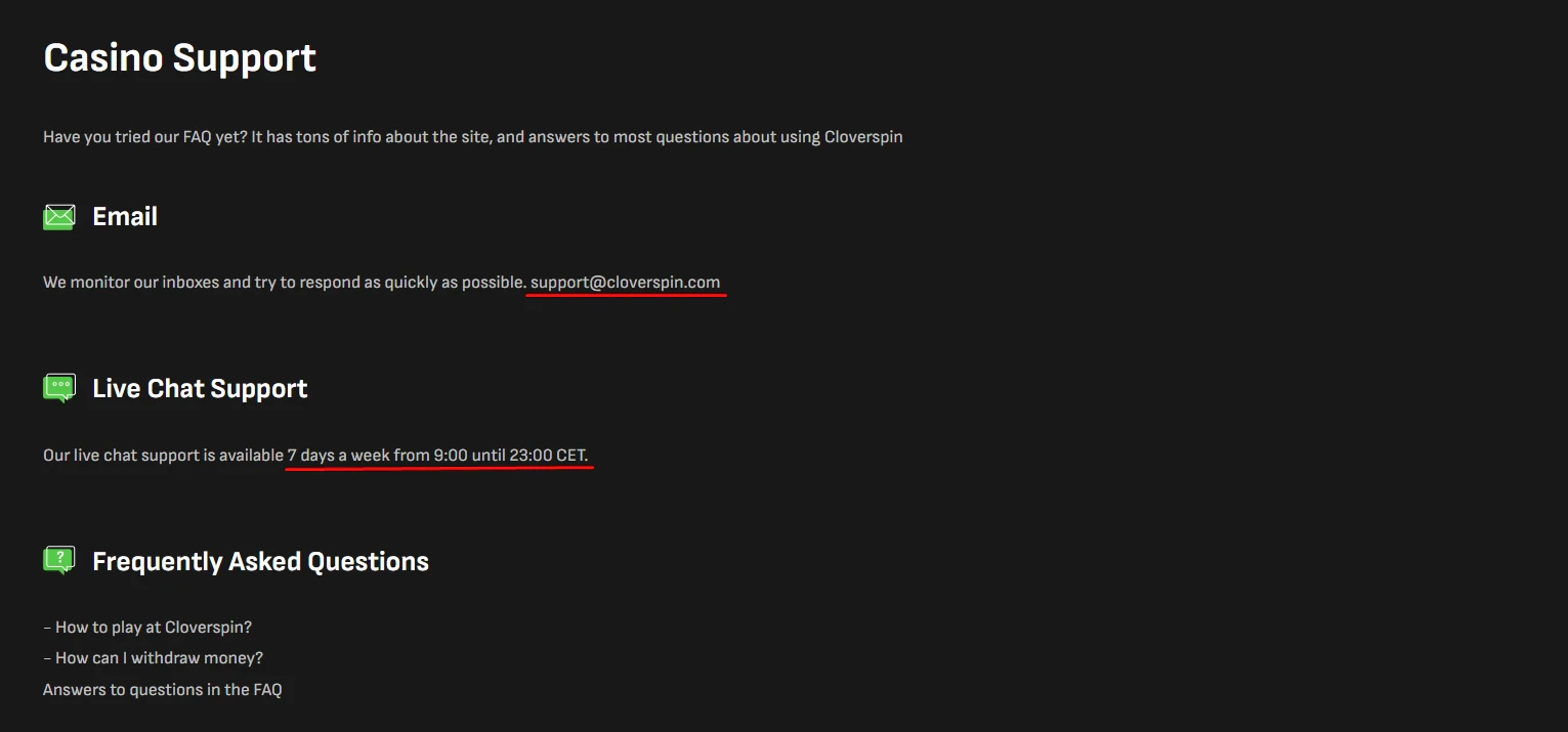 Cloverspin Customer Support