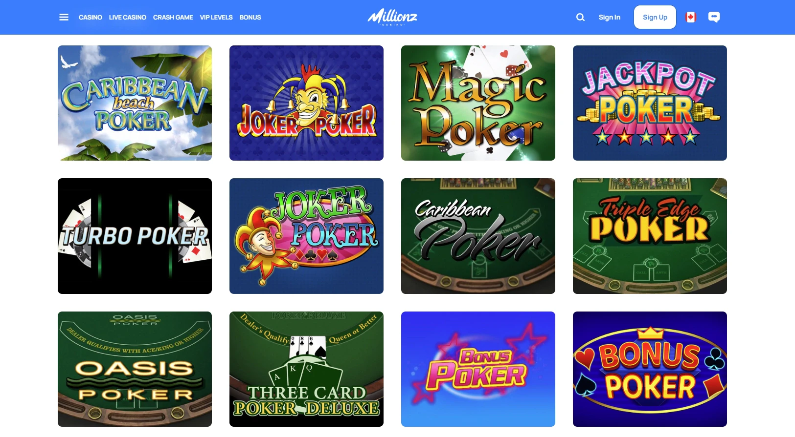 Millionz poker games