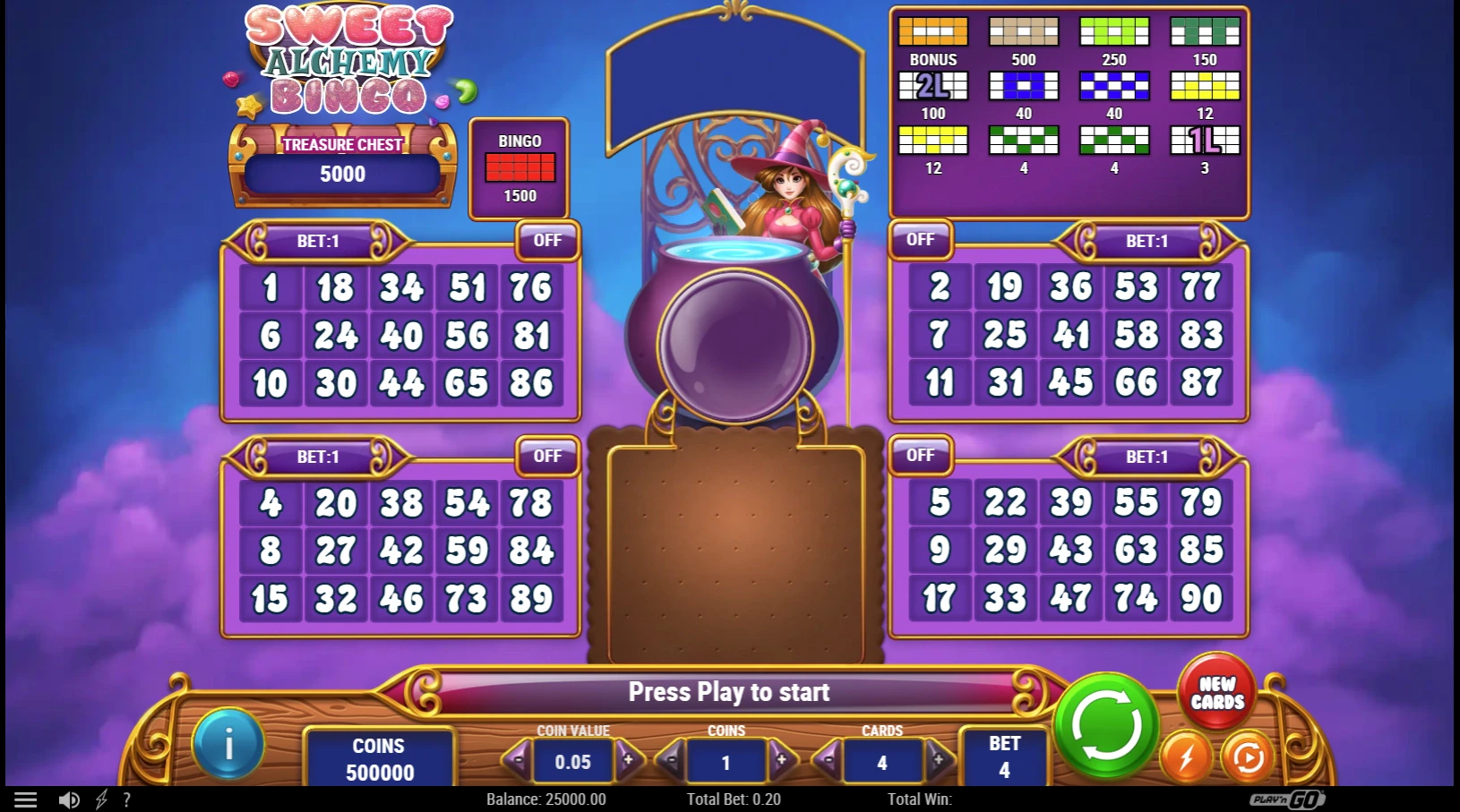 Sweet Alchemy Bingo