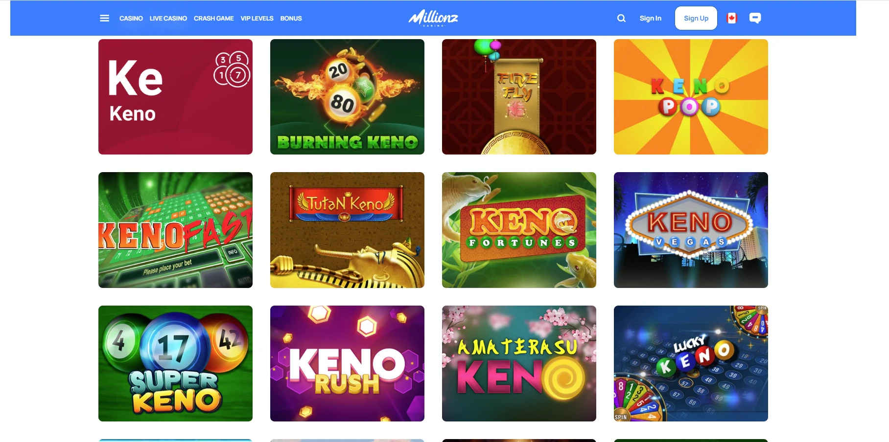 Millionz Casino Keno